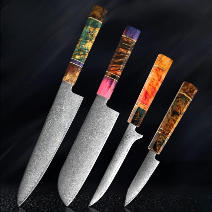 Knife Sets With 67 Layers Damascus Steel & Solidified Wood handle