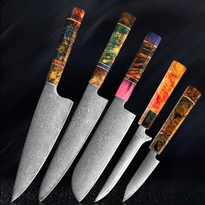 Knife Sets With 67 Layers Damascus Steel & Solidified Wood handle