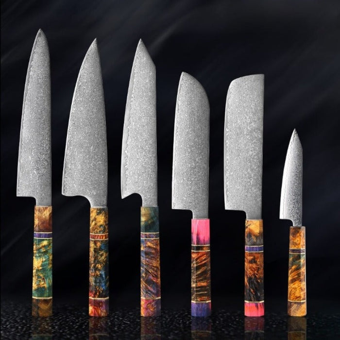 Japanese Damascus Steel Knife Sets 2-9 Pieces