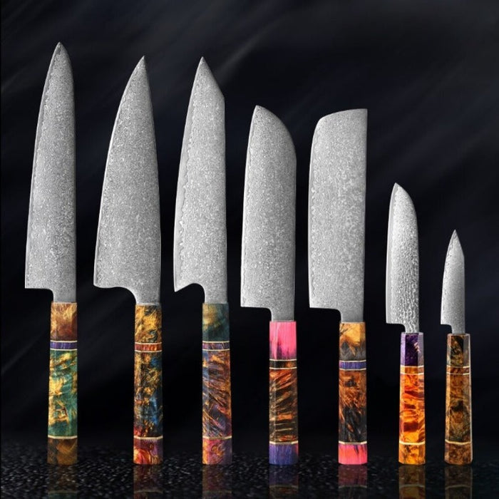 Japanese Damascus Steel Knife Sets 2-9 Pieces