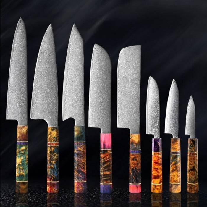 Japanese Damascus Steel Knife Sets 2-9 Pieces