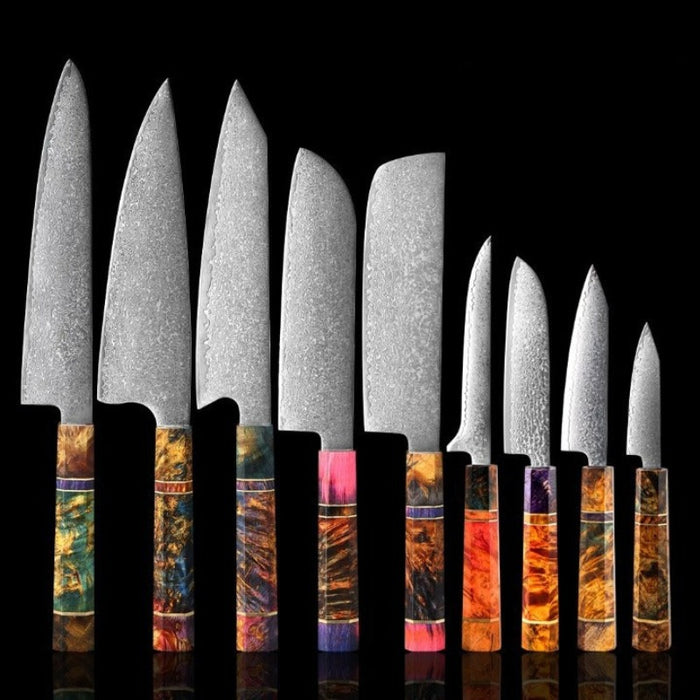 Japanese Damascus Steel Knife Sets 2-9 Pieces