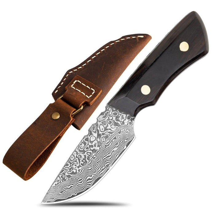 Damascus Full Tang Utility Knife With Sheath