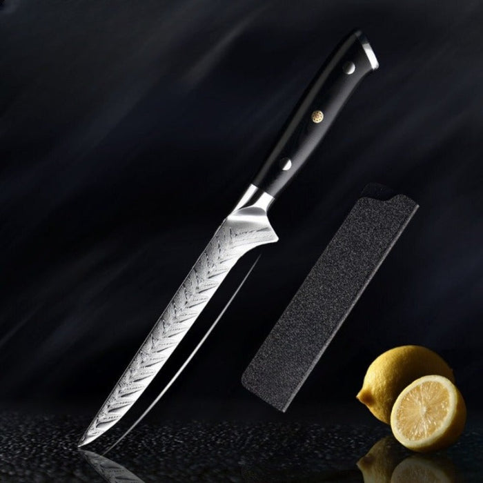 Professional Damascus Steel Knife Set With Exquisite Plum Rivet Handle