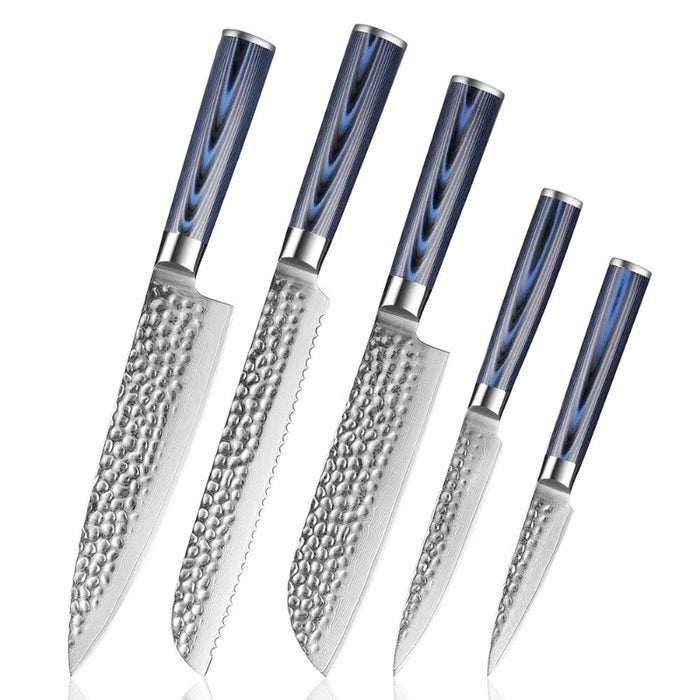 5 Pieces Premium Blue Handle Knife Set