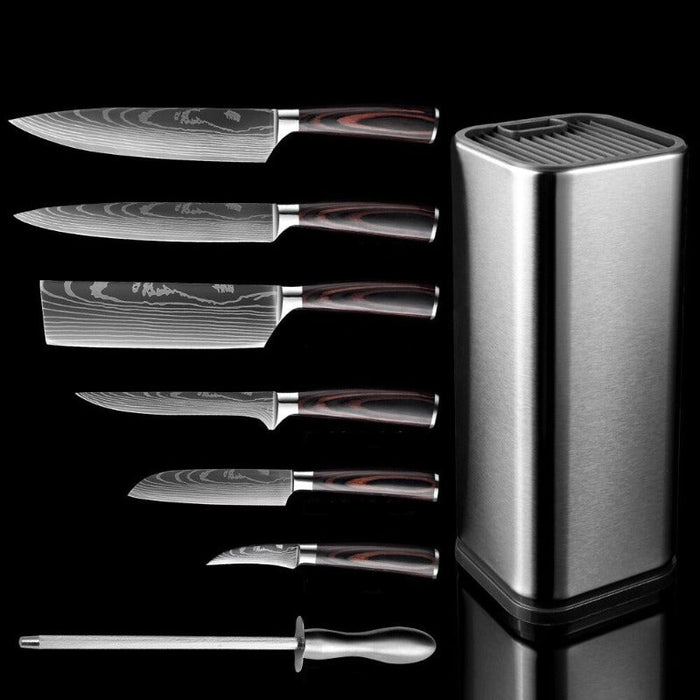 Stainless Steel Kitchen Knife Set With Knife Holder