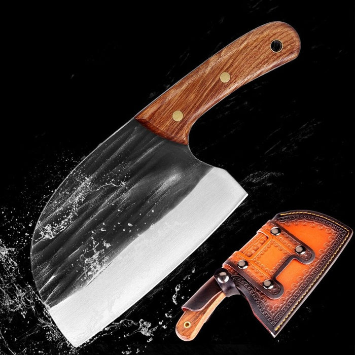 Traditional Kitchen Chef Knife With A Leather Cover