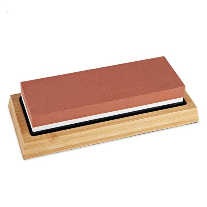 Non-Slip Knife Sharpener Stone With Bamboo Base