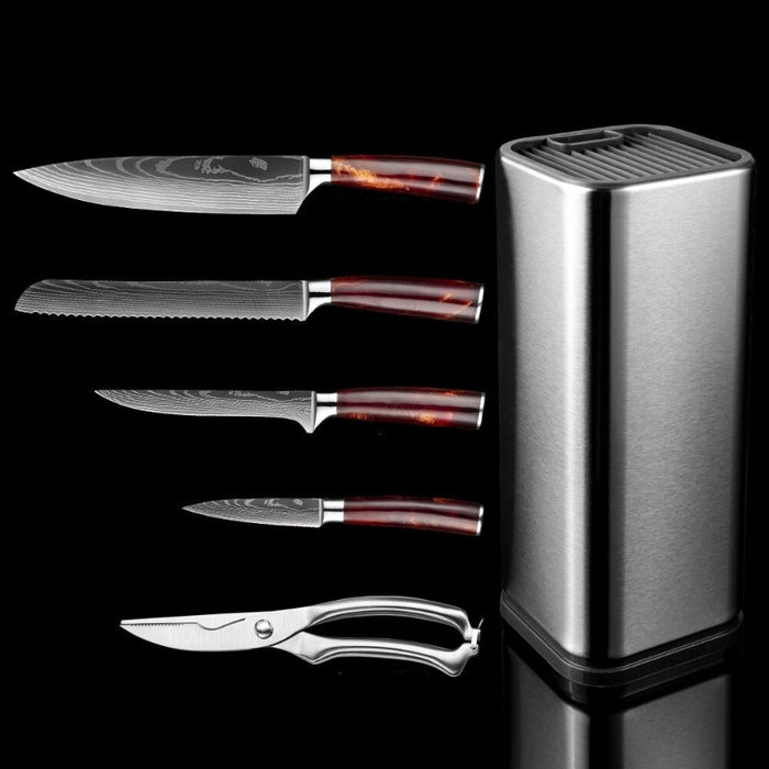 Stainless Steel Kitchen Knife Set With Knife Holder