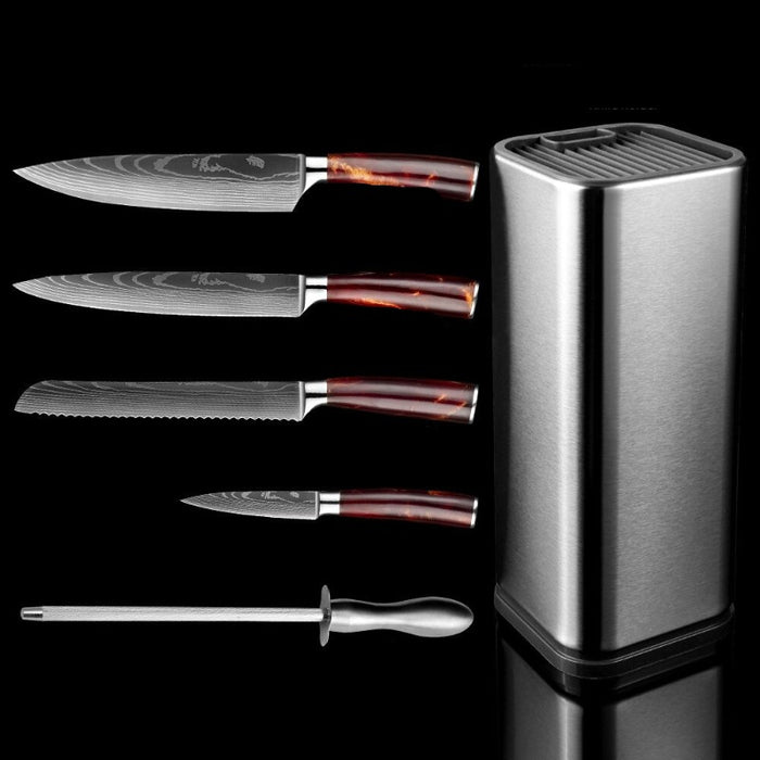 Stainless Steel Kitchen Knife Set With Knife Holder