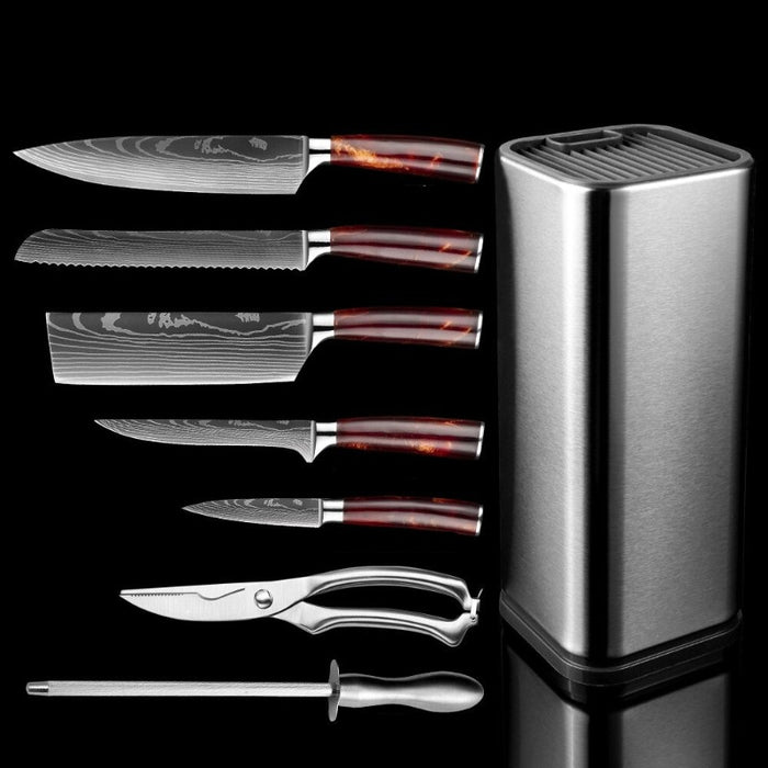 Stainless Steel Kitchen Knife Set With Knife Holder