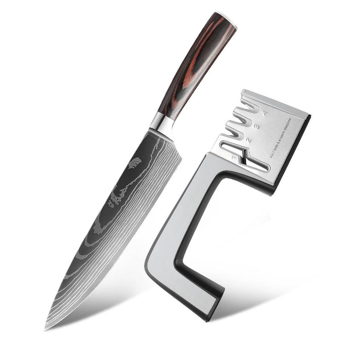 High Quality Stainless Steel Sharp Chef Knife And Sharpener