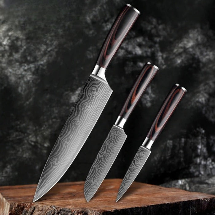 Damascus Steel Pattern Kitchen Knife Sets