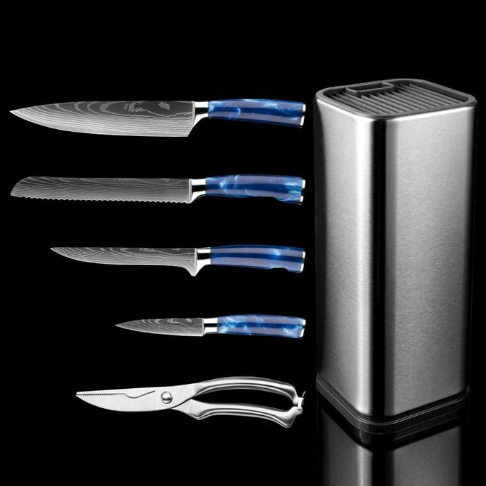 Kitchen Knife Sets With Blue Resin Handle