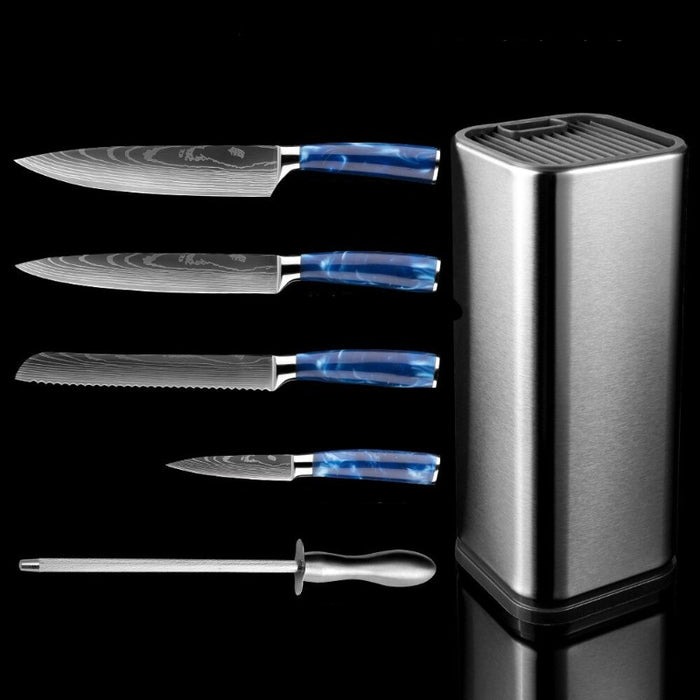 Kitchen Knife Sets With Blue Resin Handle