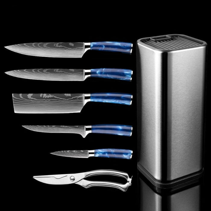 Kitchen Knife Sets With Blue Resin Handle