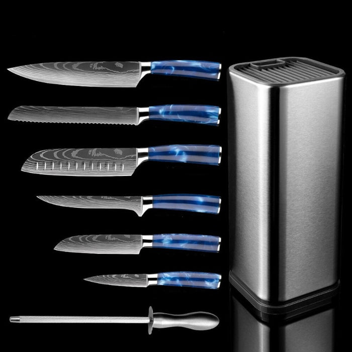 Kitchen Knife Sets With Blue Resin Handle