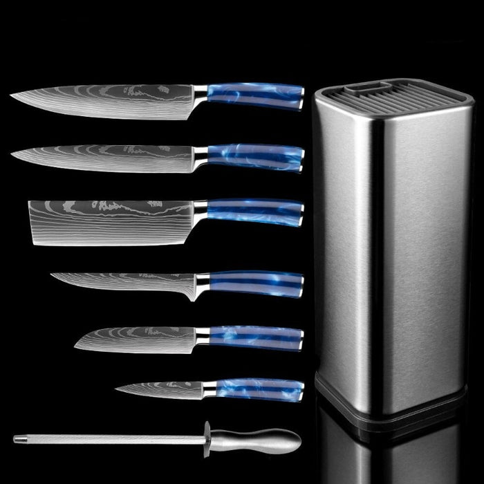 Kitchen Knife Sets With Blue Resin Handle