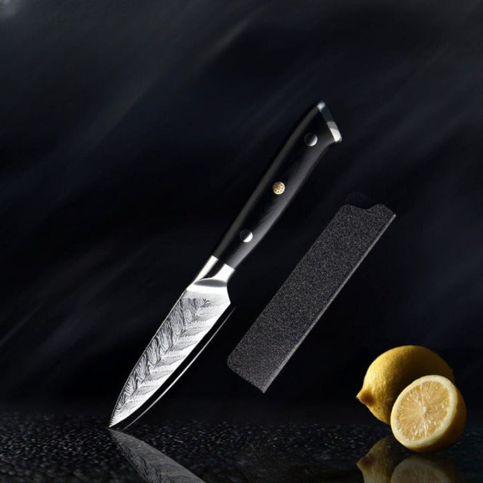 Professional Damascus Steel Knife Set With Exquisite Plum Rivet Handle