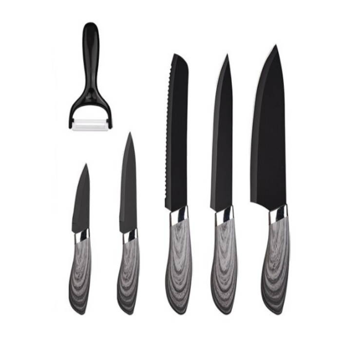 Gold And Black Stainless Steel Kitchen Knife Sets