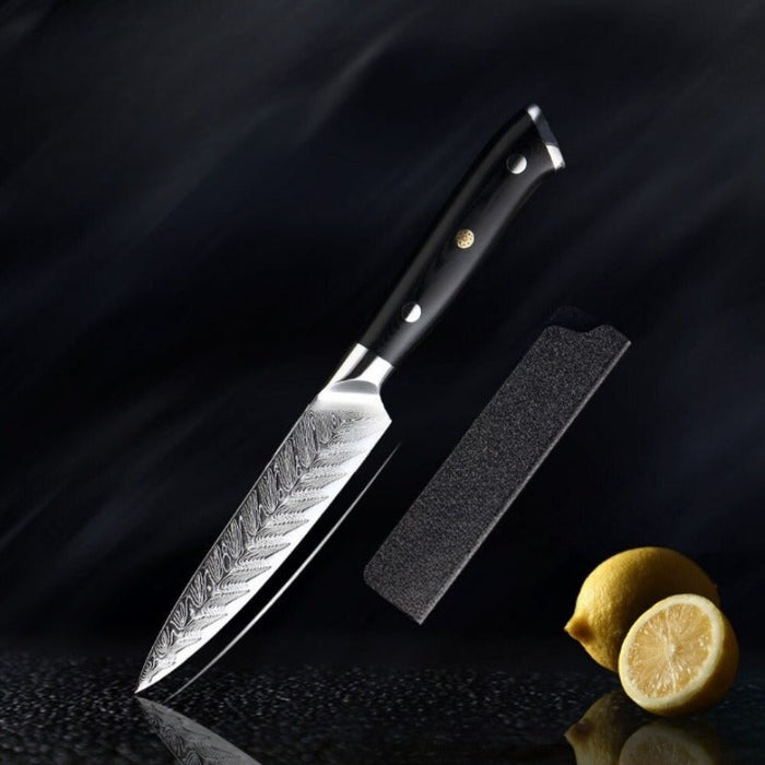 Professional Damascus Steel Knife Set With Exquisite Plum Rivet Handle