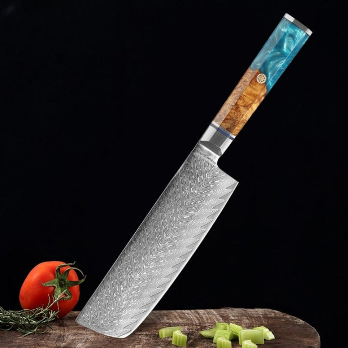 7"Inch Japanese Damascus Carbon Steel Kitchen Knife