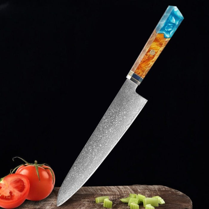 8 Inch Professional Chef Knife With Blue Resin Handle