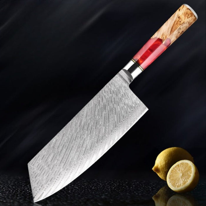 7.5 Inch Red Resin Cleaver Knife