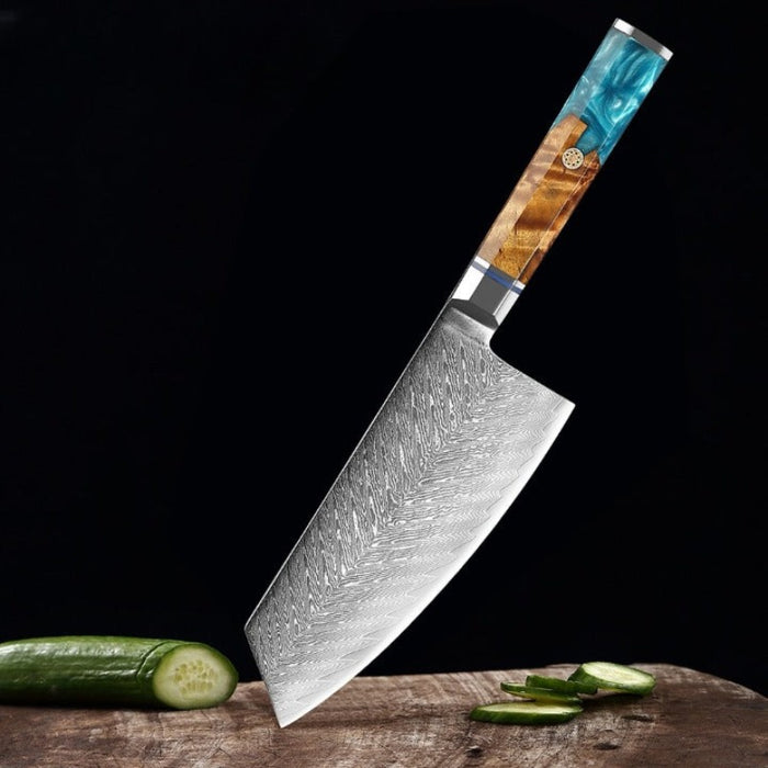 7 Inch Kitchen Cleaver Knife With Stable Wood Resin Handle