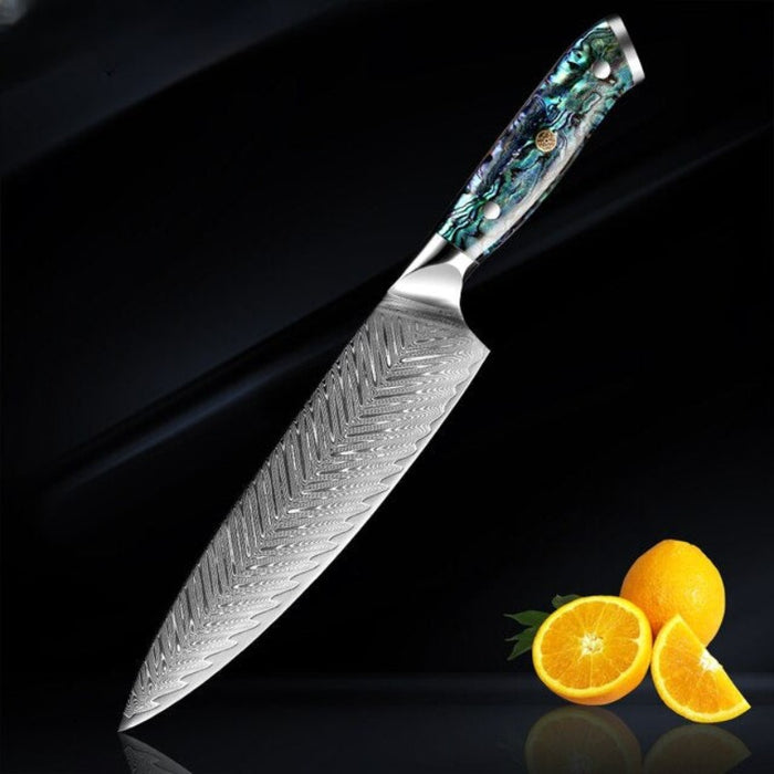 Damascus Steel Chef Knife With Multi Resin Handle