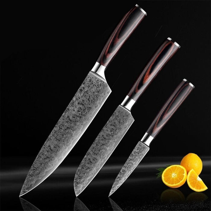 Japanese Damascus Steel Pattern Professional Knife Sets