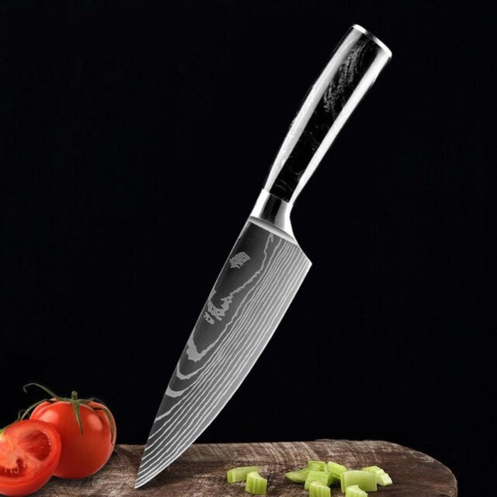 The Damascus Patterned Santoku Knife