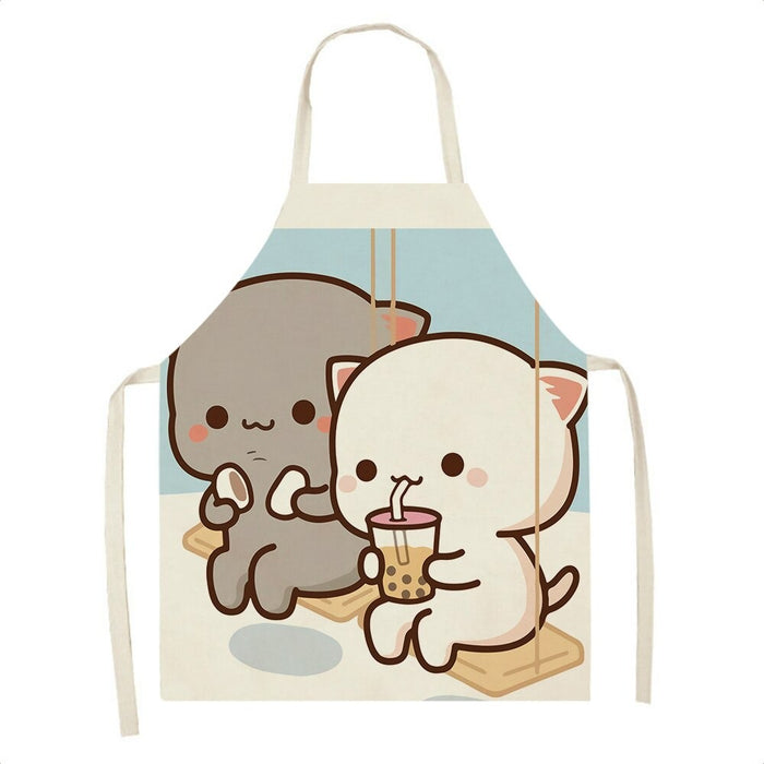 Kawaii Cat Print Kitchen Grease Resistant Apron