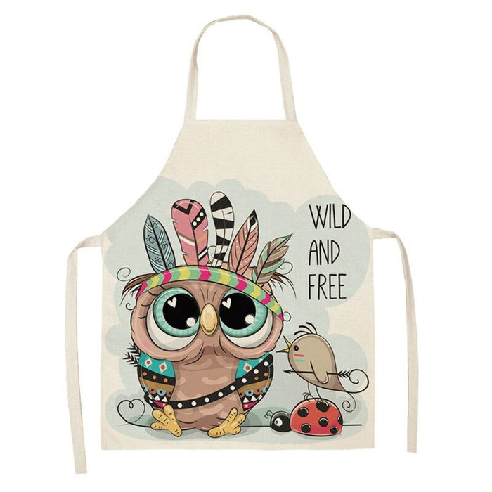 Owl Print Kitchen Linen Apron