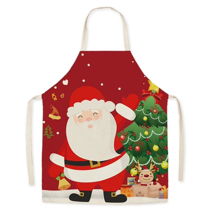 Printed Christmas Theme Linen Apron