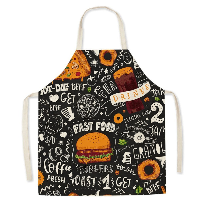 Burger Fries Pizza Pattern Print Apron