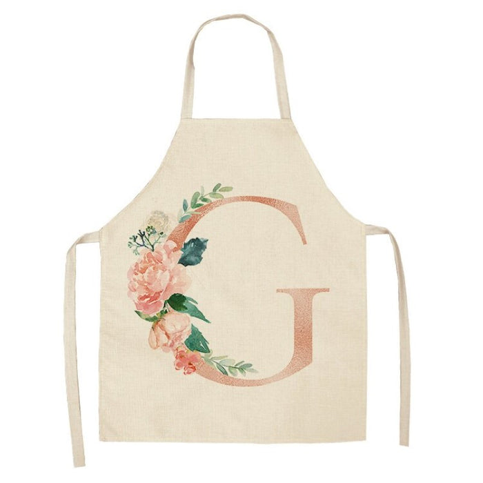 Pink Letter Flower Kitchen Apron