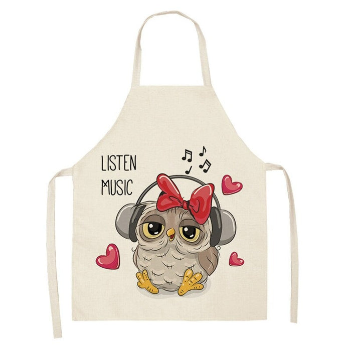 Owl Print Kitchen Linen Apron