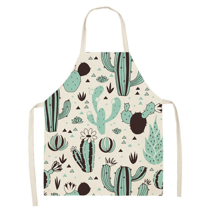 Cactus Plant Green Leaf Pattern Apron