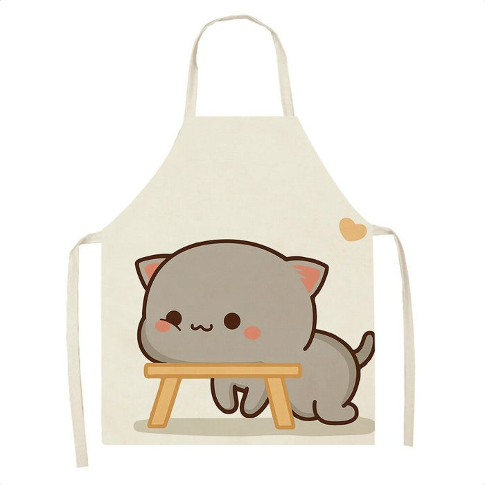 Kawaii Cat Print Kitchen Apron