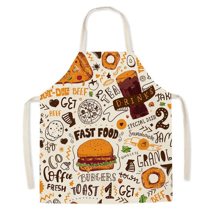 Burger Fries Pizza Pattern Print Apron