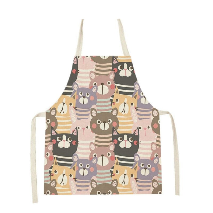 Cat Graphic Print Home Apron