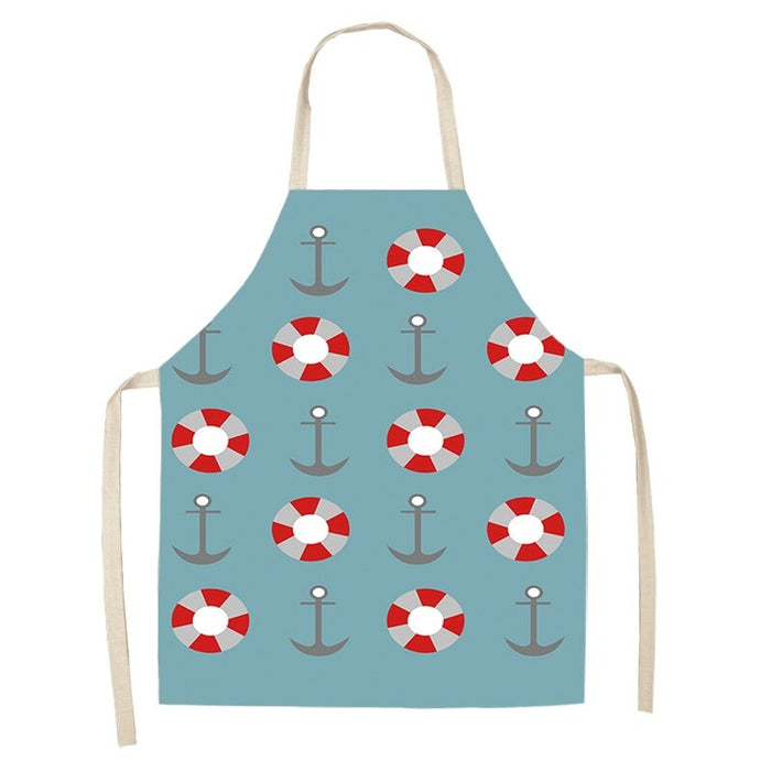 Printed Marine Graphic Sleeveless  Linen Aprons