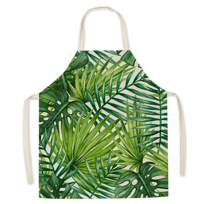 Tropical Green Plant Print Kitchen Apron