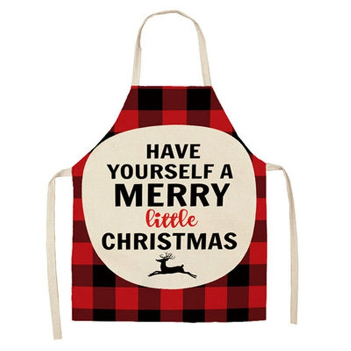 Christmas Sleeveless Printed Plaid Apron