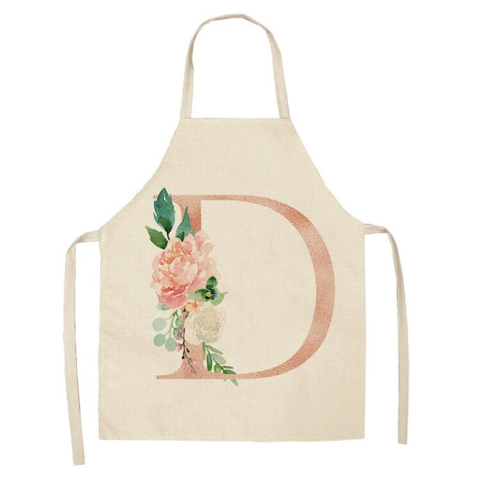 Pink Letter Flower Kitchen Apron