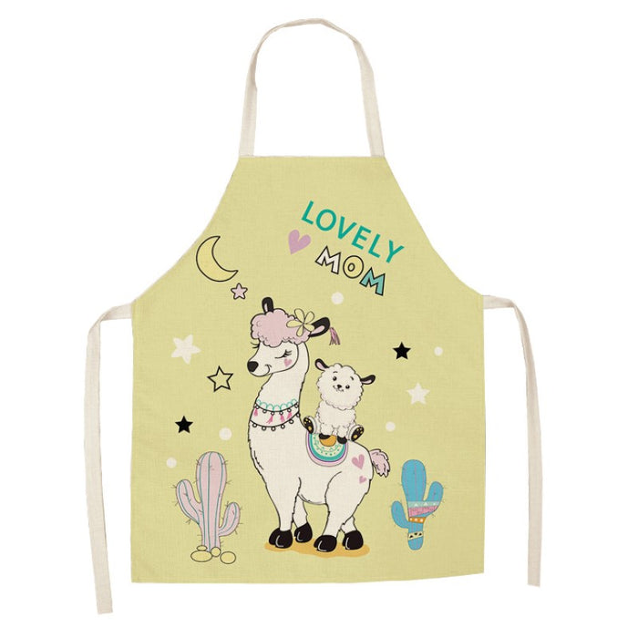 Chef Alpaca Kitchen Print Linen Apron