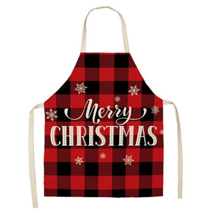 Christmas Sleeveless Printed Plaid Apron