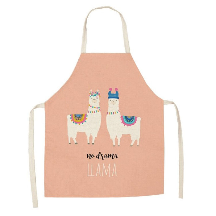 Chef Alpaca Kitchen Print Linen Apron