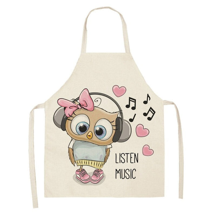 Owl Print Kitchen Linen Apron